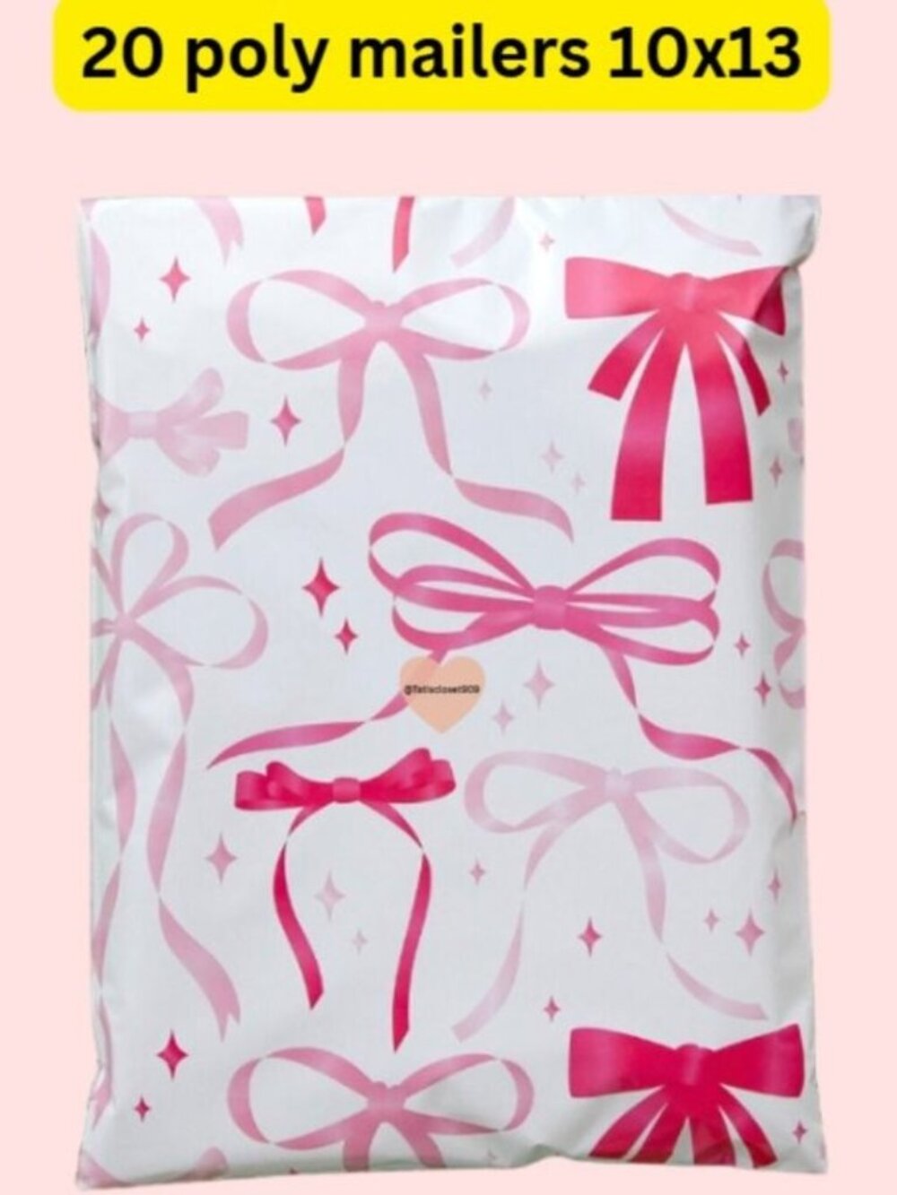 20 cute bow print polymailers size 10x13